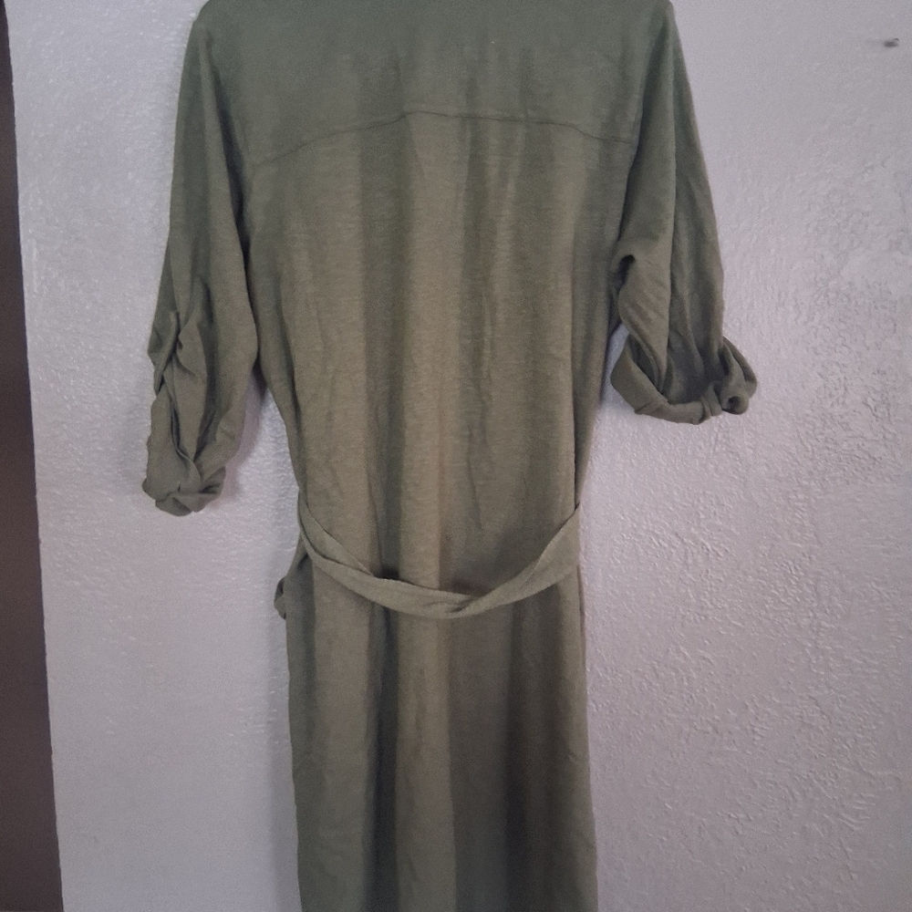 J Jill NWT Belted 100% Cotton V Neck Shirt Dress L - Picture 6 of 6